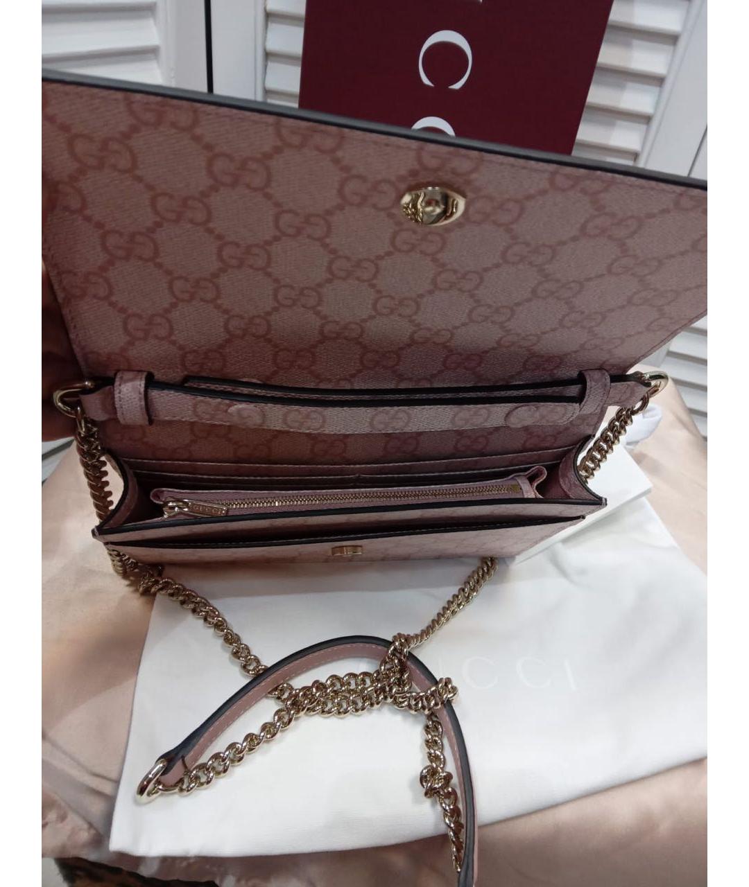 GUCCI Розовая кожаная сумка через плечо, фото 4
