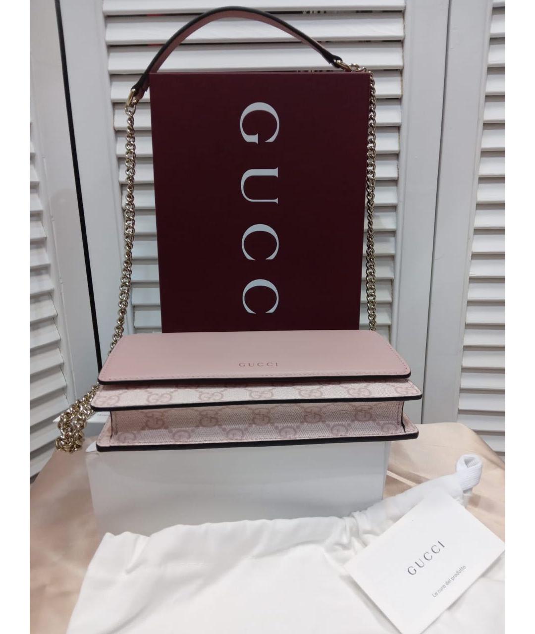 GUCCI Розовая кожаная сумка через плечо, фото 6
