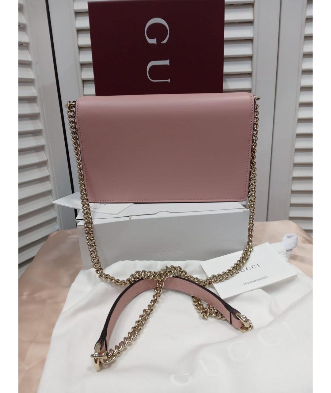 GUCCI Розовая кожаная сумка через плечо, фото 2