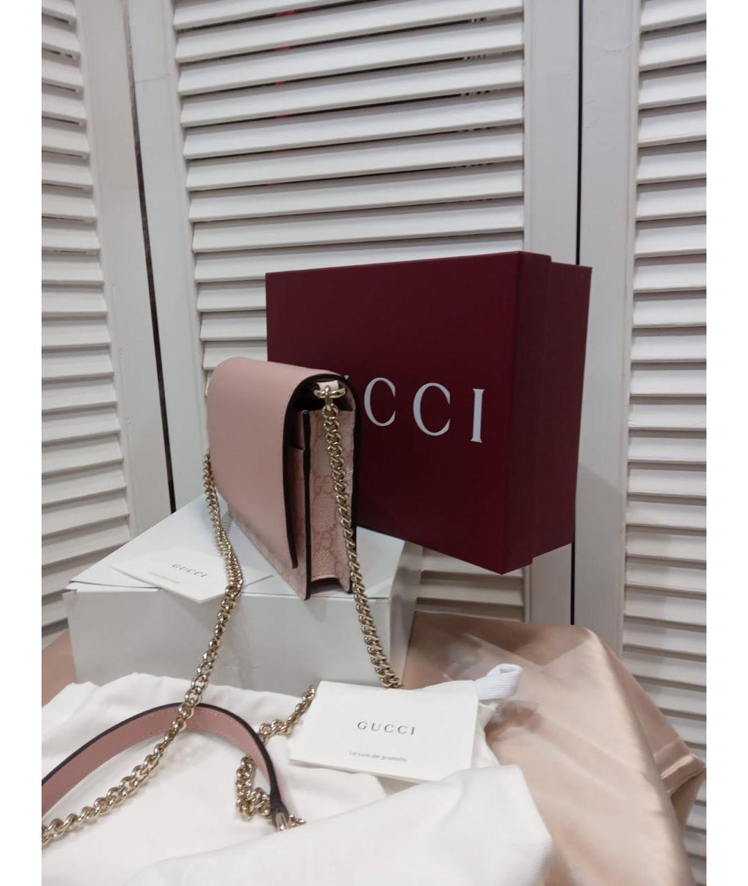 GUCCI Розовая кожаная сумка через плечо, фото 5