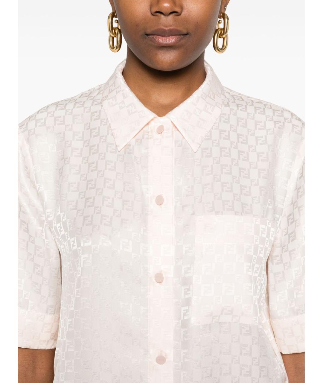 FENDI Розовая шелковая рубашка, фото 4