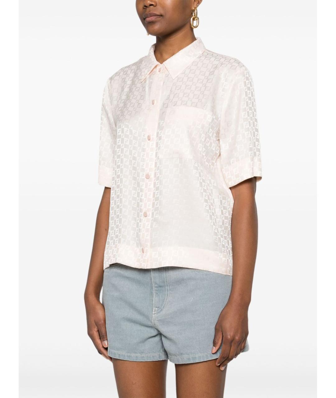 FENDI Розовая шелковая рубашка, фото 3