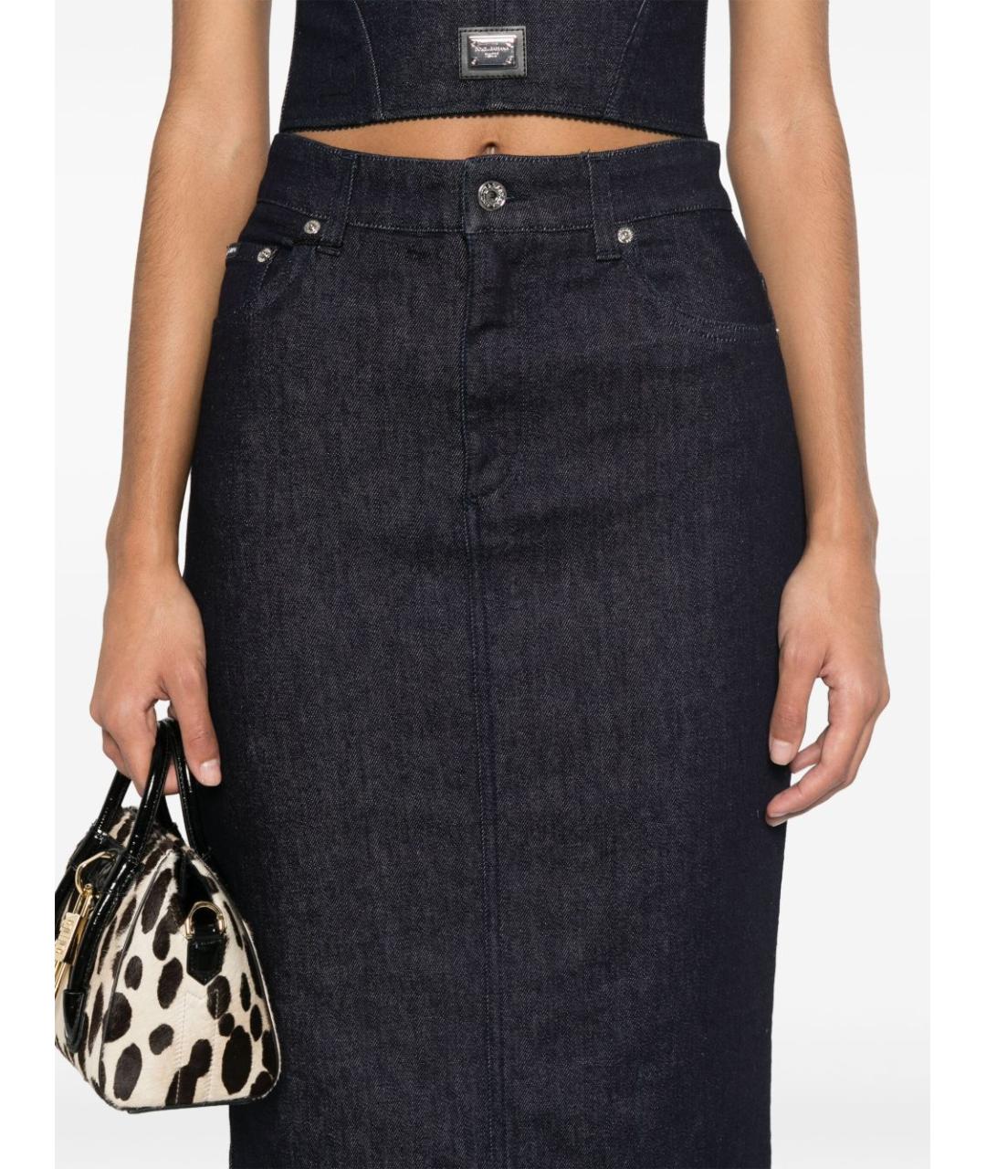 DOLCE&GABBANA Синяя хлопковая юбка миди, фото 2