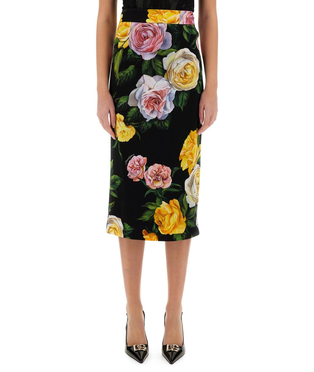 DOLCE&GABBANA Мульти шелковая юбка миди, фото 2