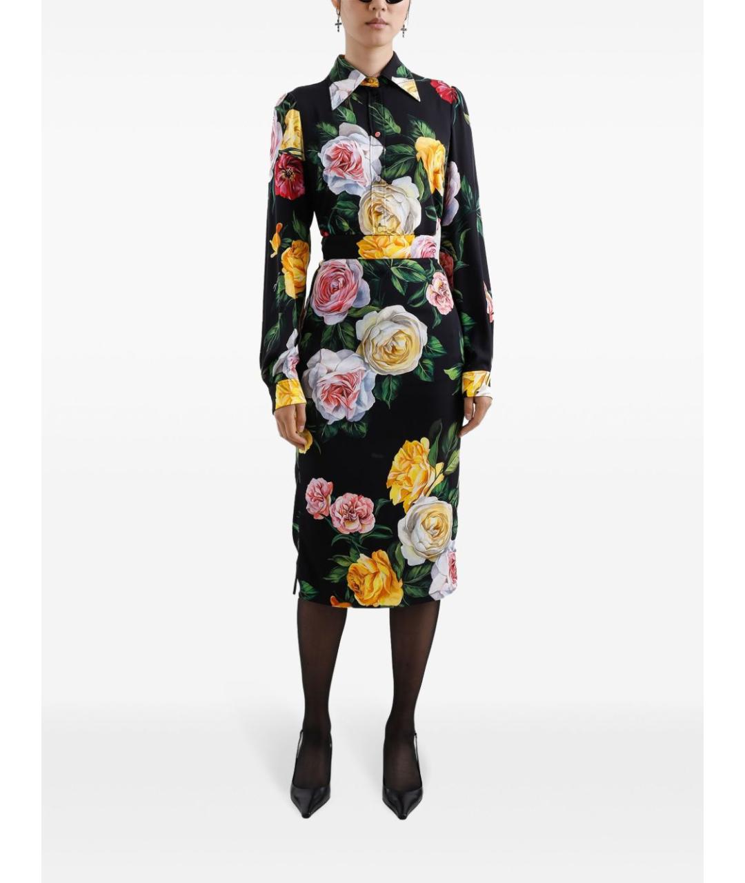 DOLCE&GABBANA Мульти шелковая юбка миди, фото 6
