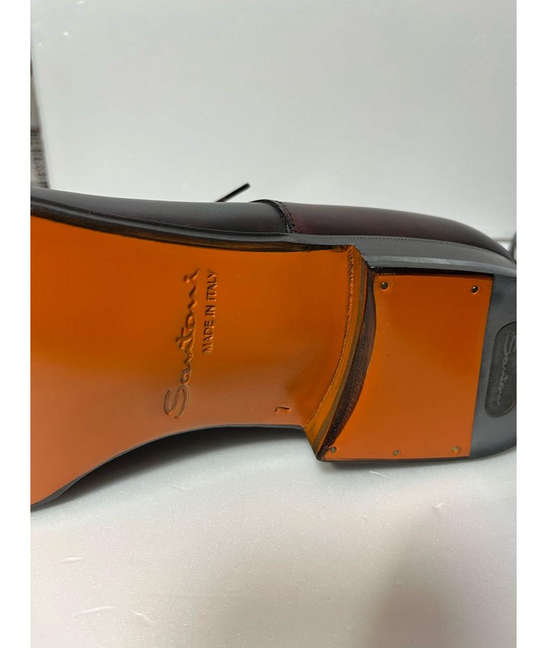SANTONI Коричневые кожаные низкие ботинки, фото 6