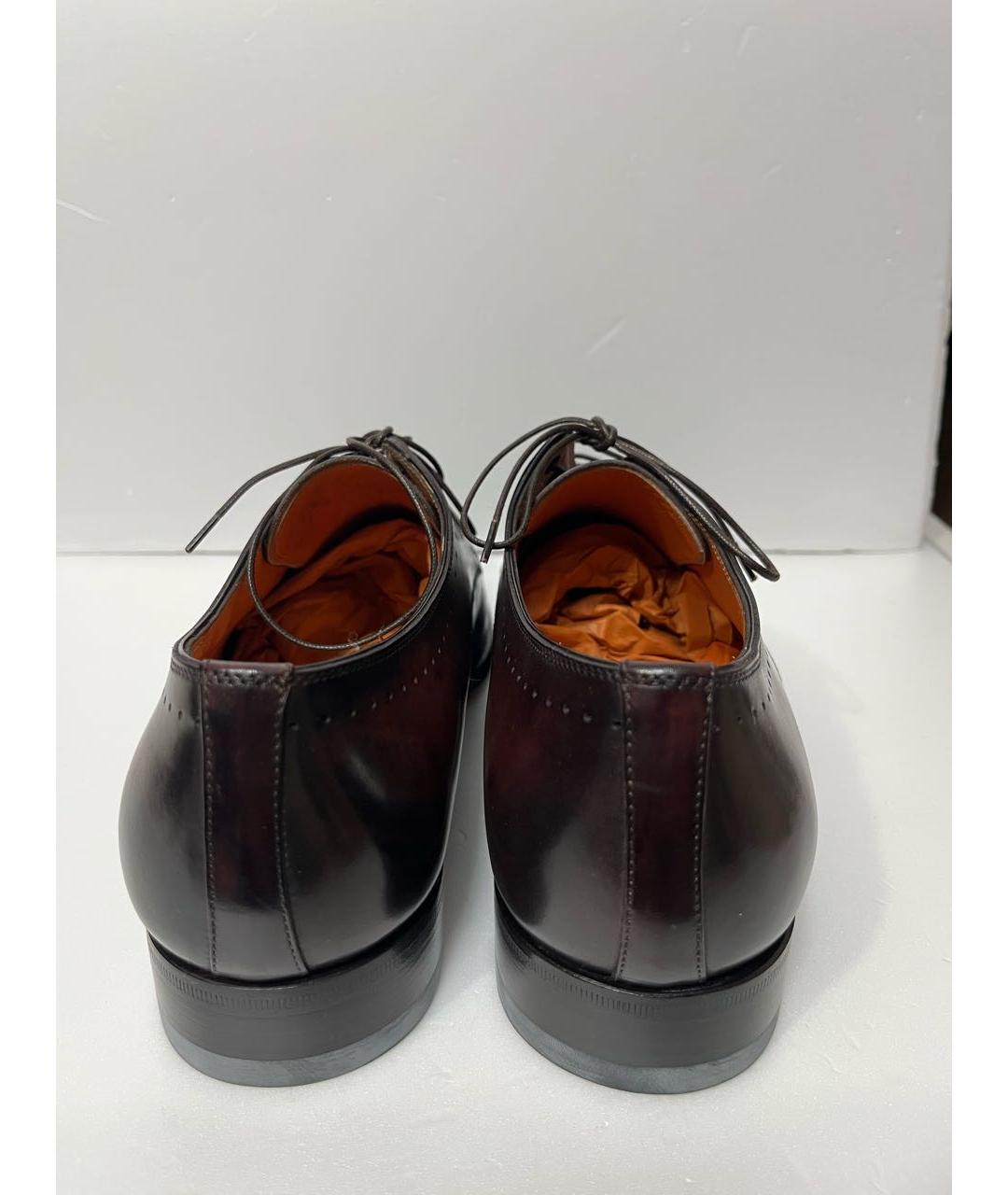 SANTONI Коричневые кожаные низкие ботинки, фото 4