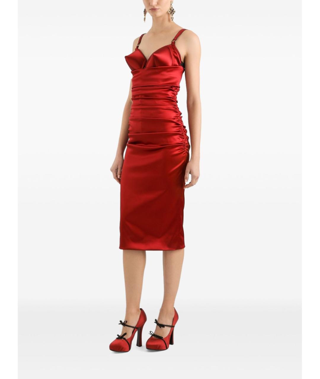 DOLCE&GABBANA Красное ацетатное платье, фото 4