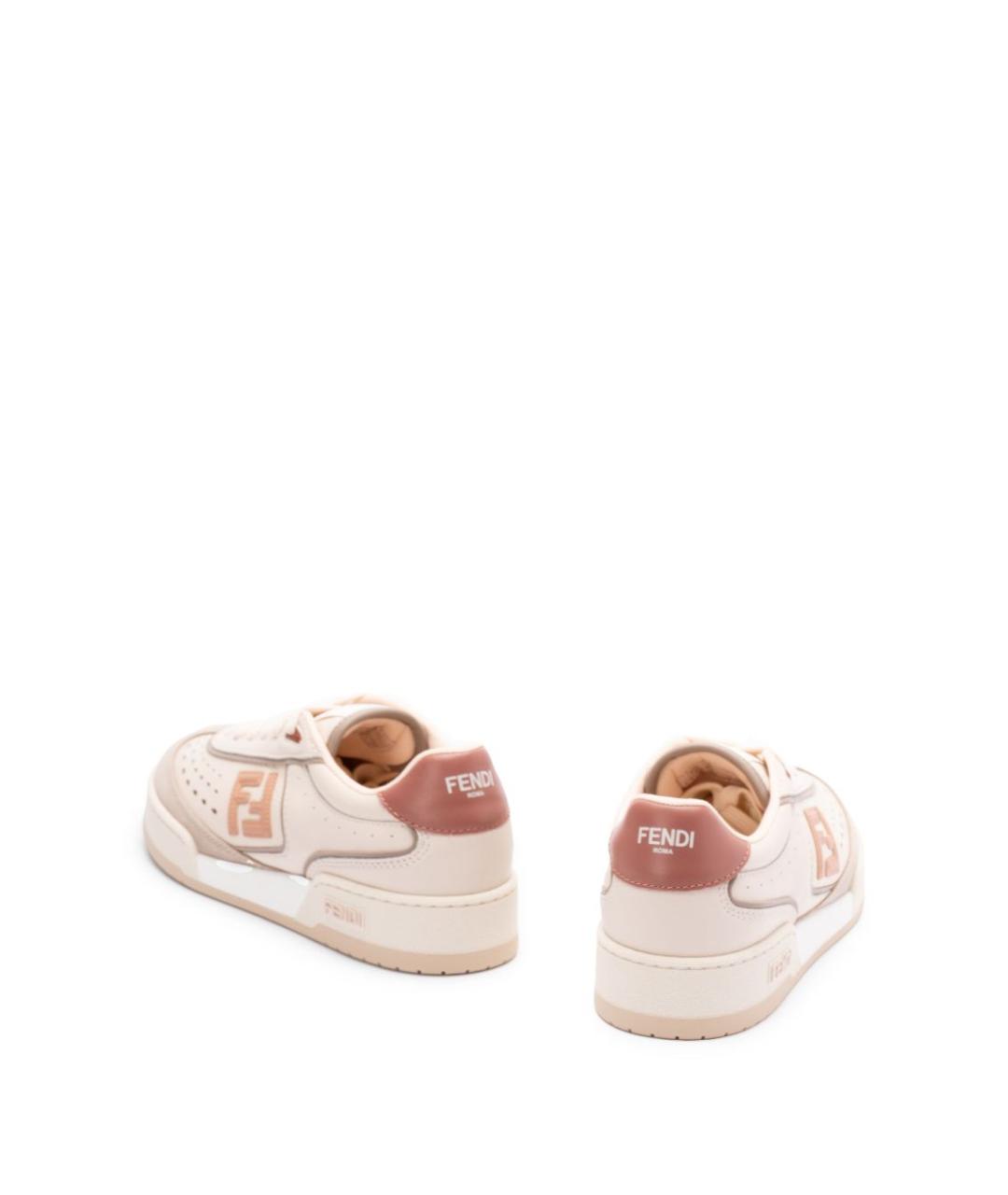FENDI Бежевые кожаные кроссовки, фото 4