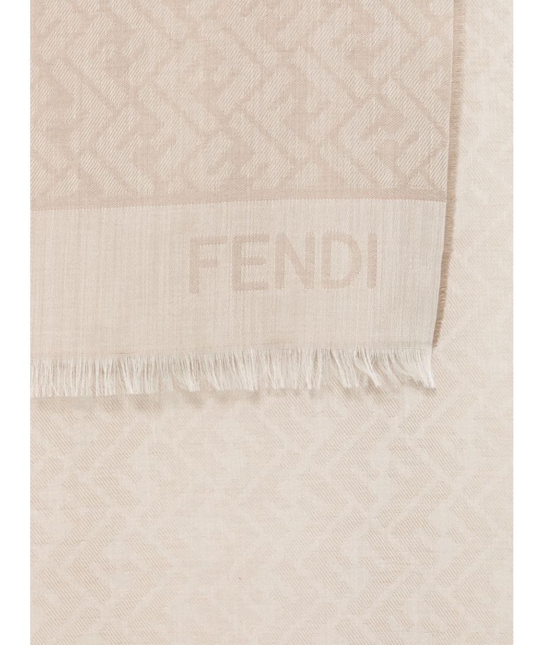 FENDI Бежевый кашемировый шарф, фото 2
