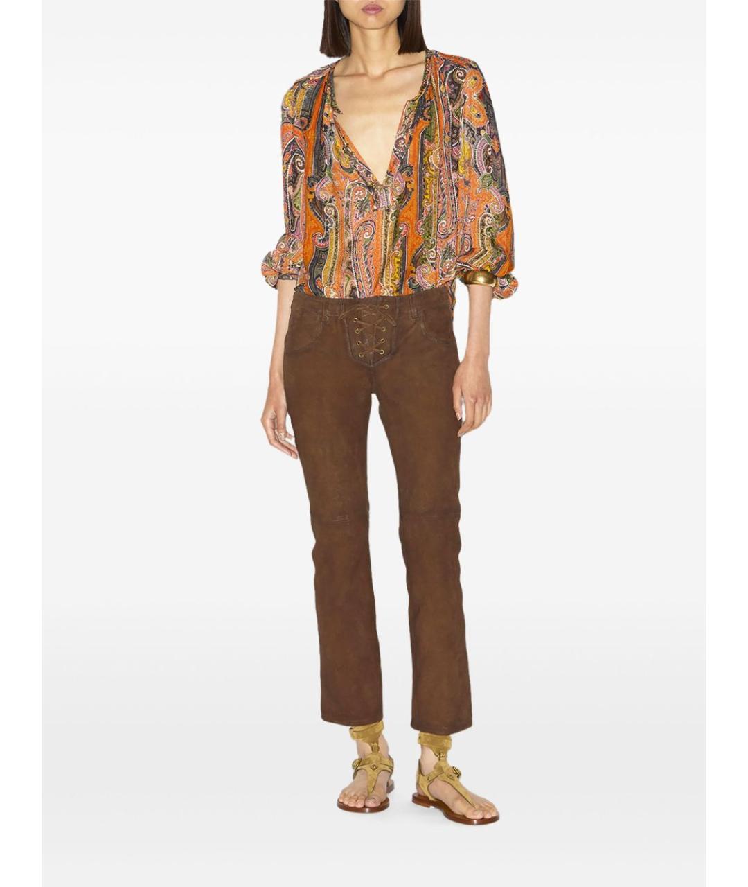 ISABEL MARANT Коричневые замшевые прямые брюки, фото 4