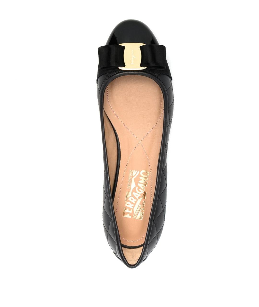 FERRAGAMO Черные кожаные балетки, фото 4