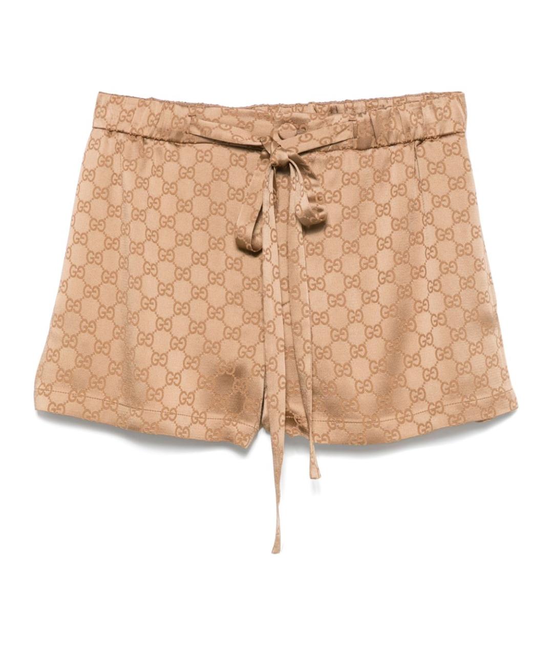 GUCCI Бежевые шелковые шорты, фото 1