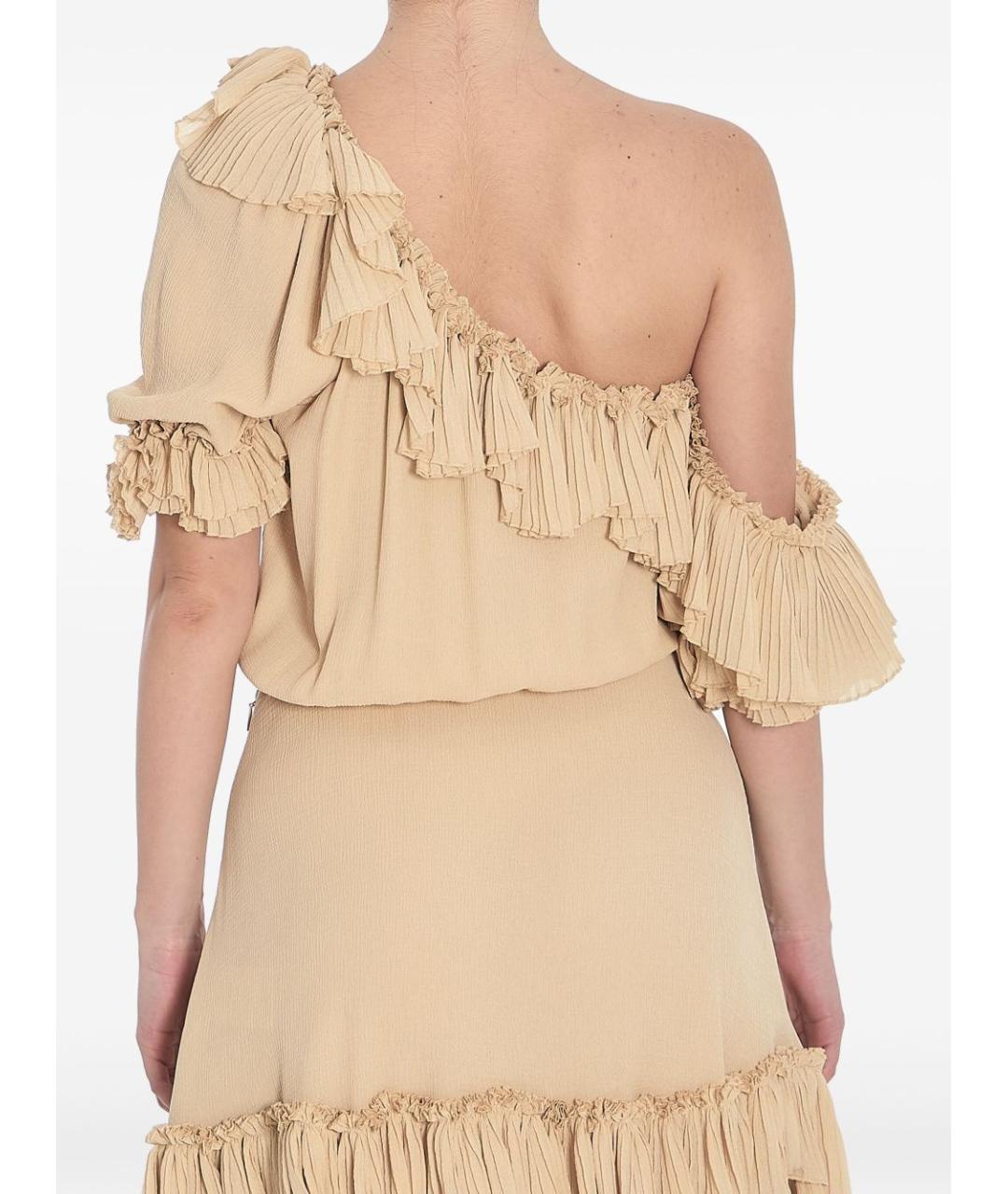 SAINT LAURENT Бежевое шелковое коктейльное платье, фото 3