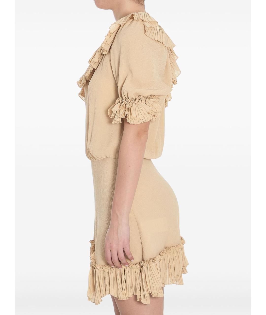 SAINT LAURENT Бежевое шелковое коктейльное платье, фото 4