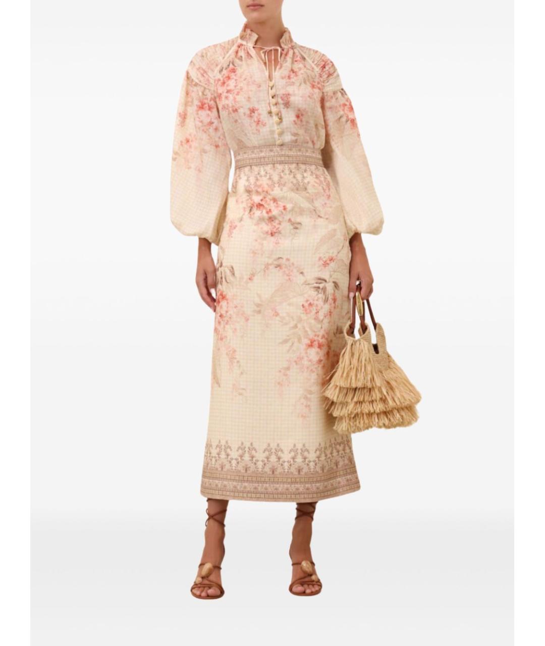 ZIMMERMANN Мульти льняная юбка миди, фото 3