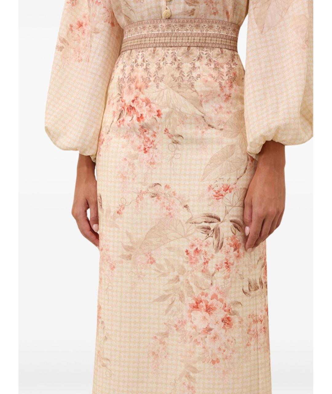 ZIMMERMANN Мульти льняная юбка миди, фото 4