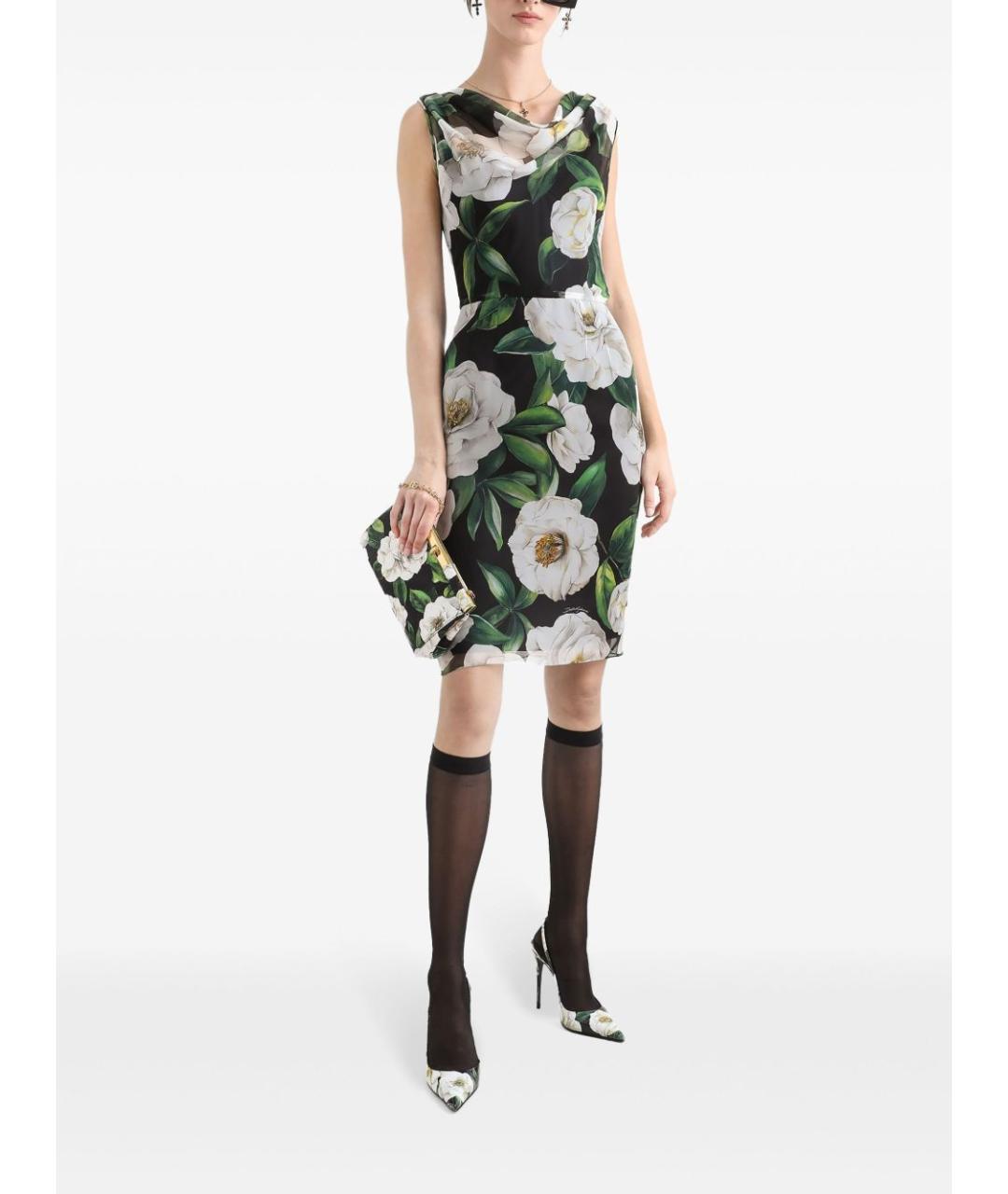 DOLCE&GABBANA Мульти шелковое коктейльное платье, фото 5