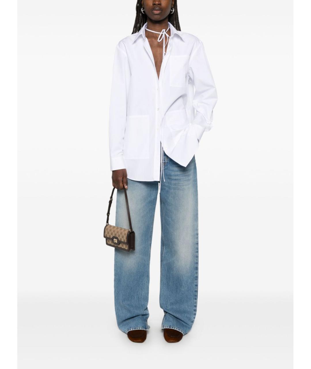 GUCCI Голубые хлопковые прямые джинсы, фото 2