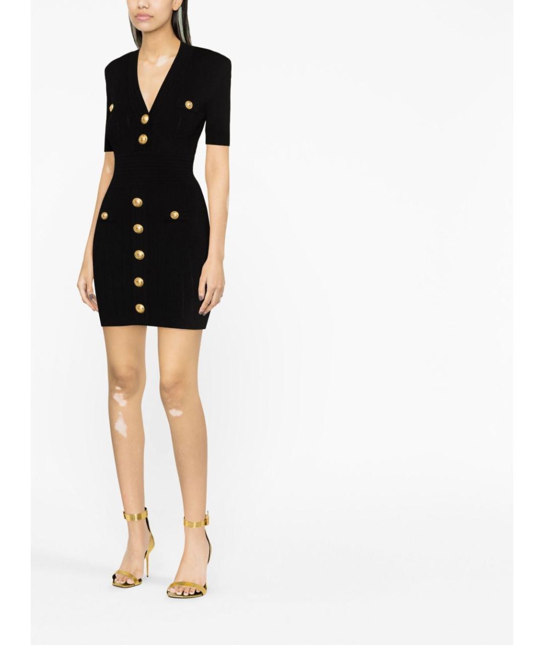 BALMAIN Черное вискозное повседневное платье, фото 4