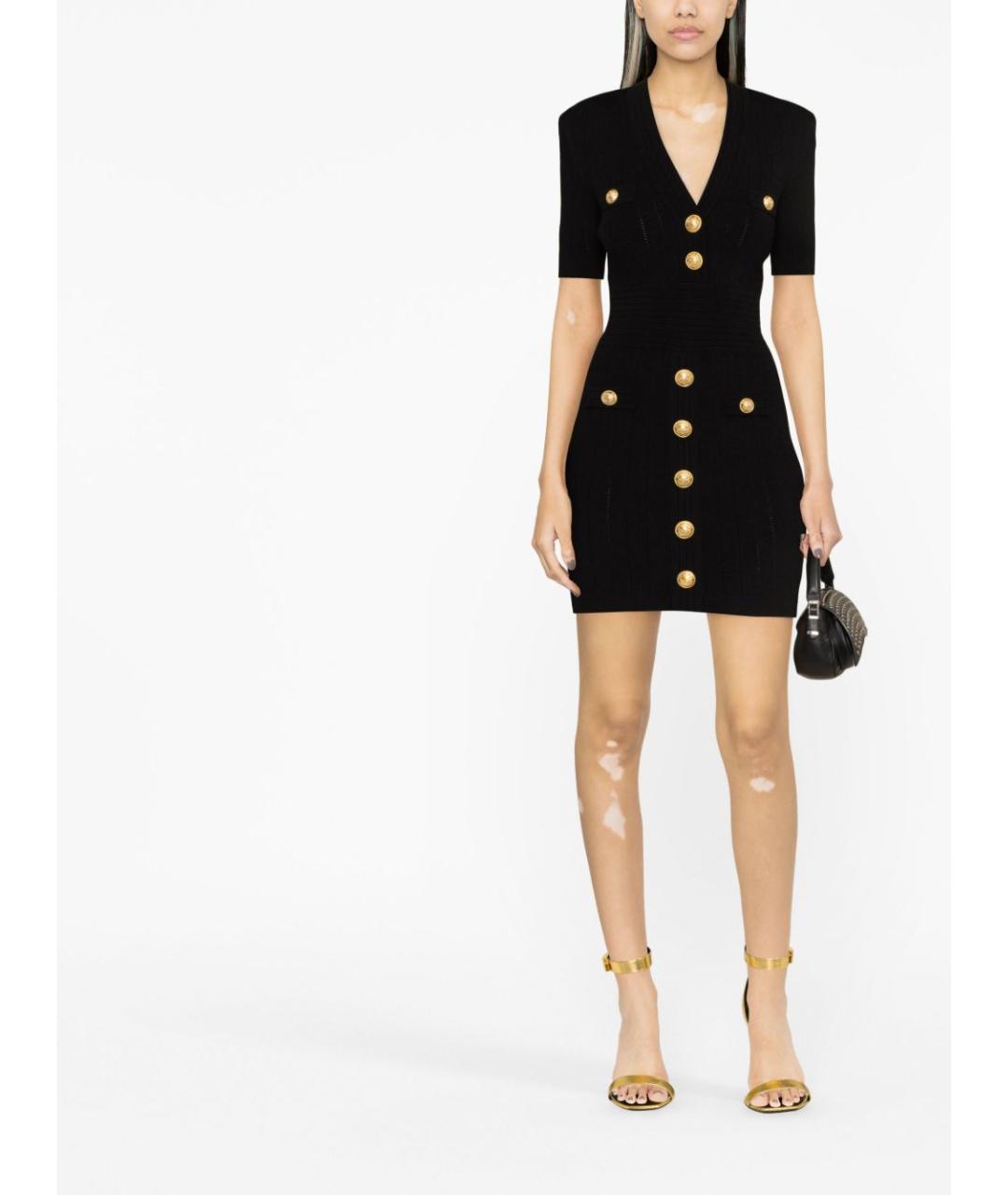 BALMAIN Черное вискозное повседневное платье, фото 3