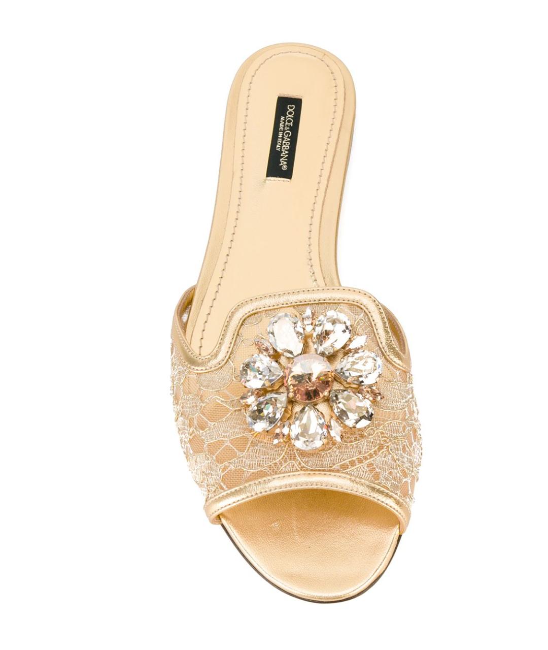 DOLCE&GABBANA Золотые синтетические шлепанцы, фото 4