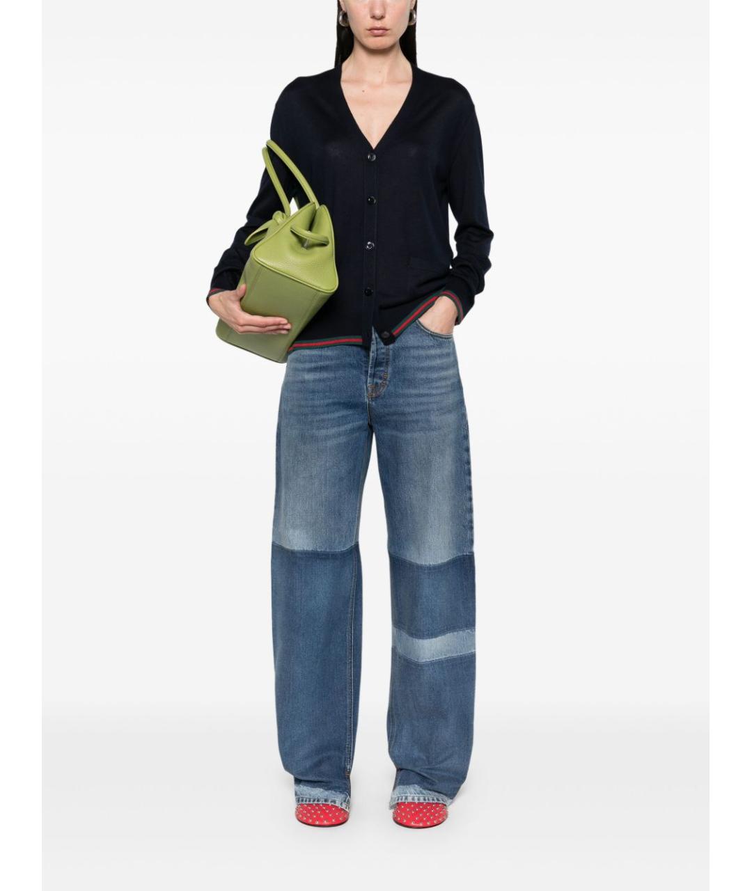 GUCCI Синие хлопковые прямые джинсы, фото 3
