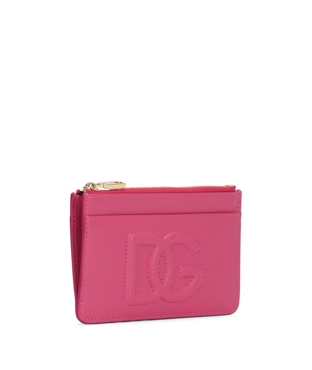 DOLCE&GABBANA Розовый кожаный кардхолдер, фото 2