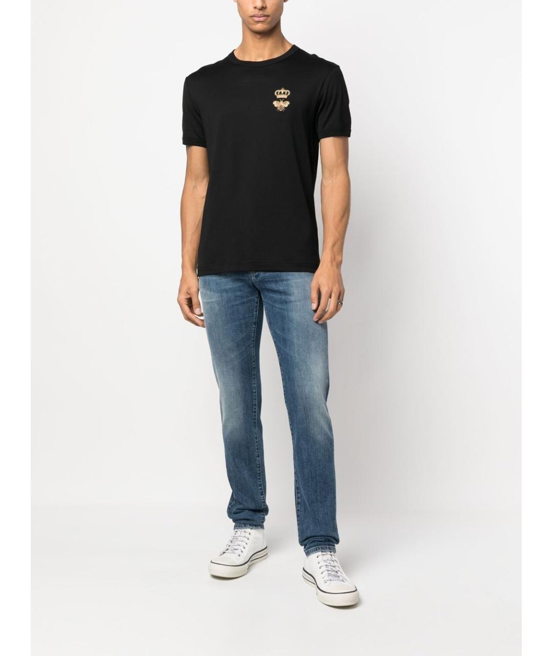 DOLCE&GABBANA Черная хлопковая футболка, фото 4