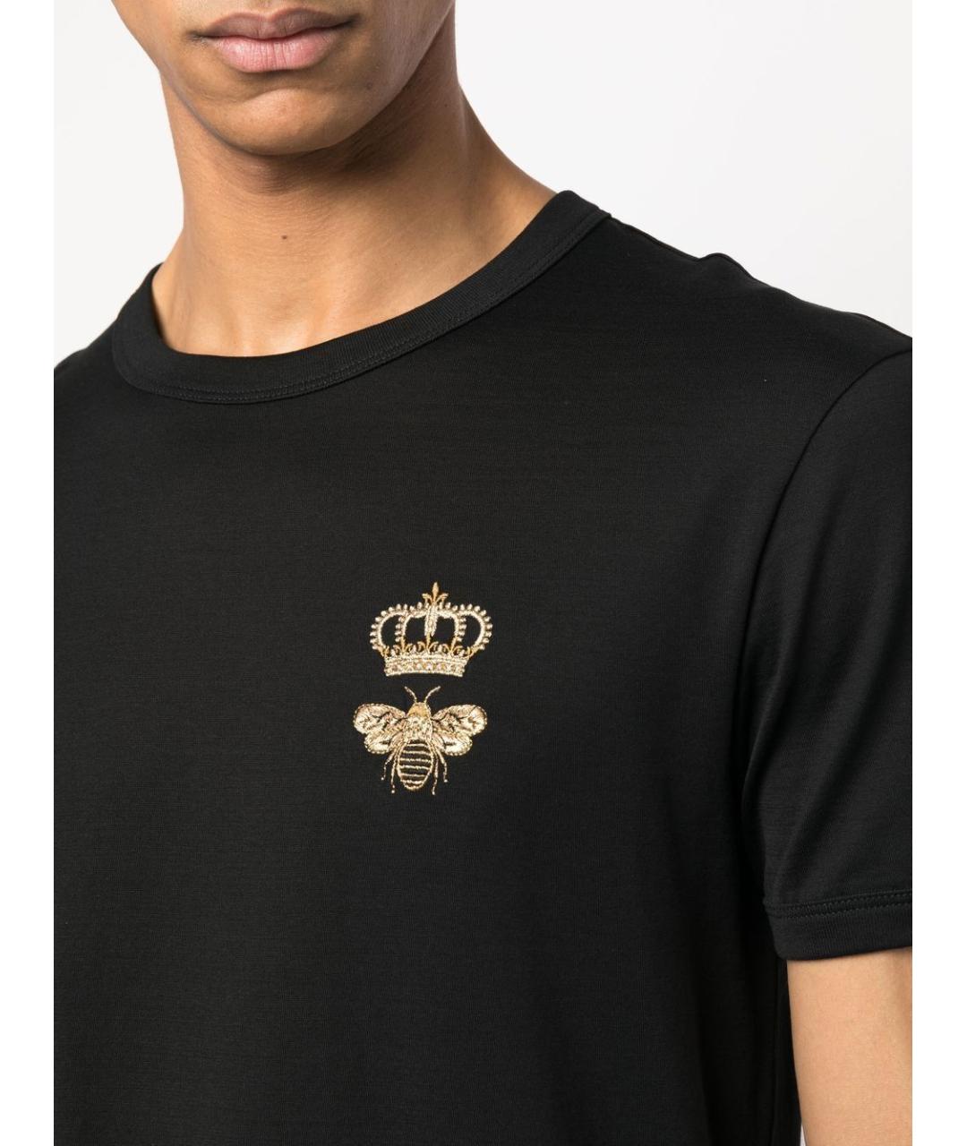 DOLCE&GABBANA Черная хлопковая футболка, фото 5