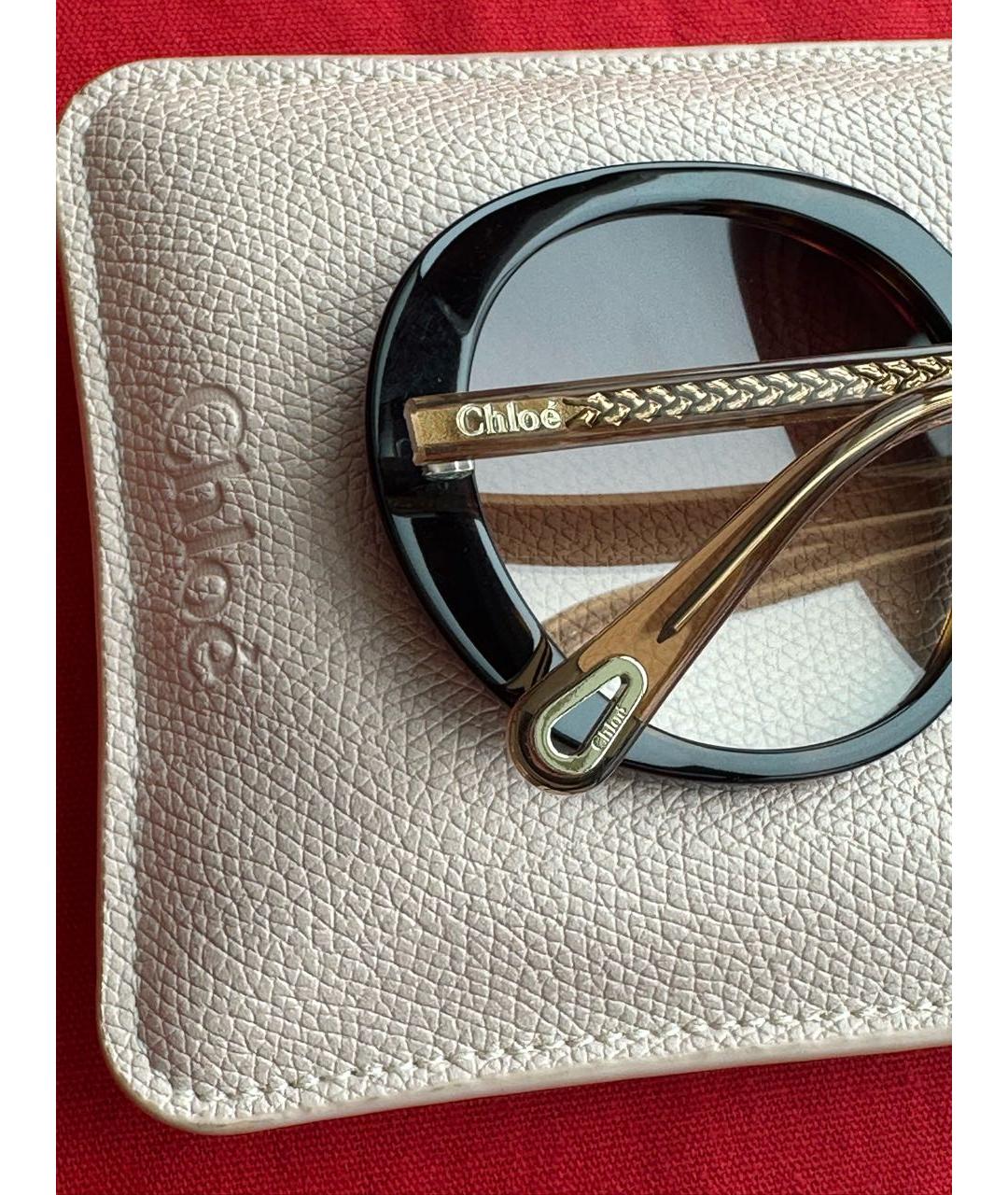 CHLOE Коричневые пластиковые солнцезащитные очки, фото 3