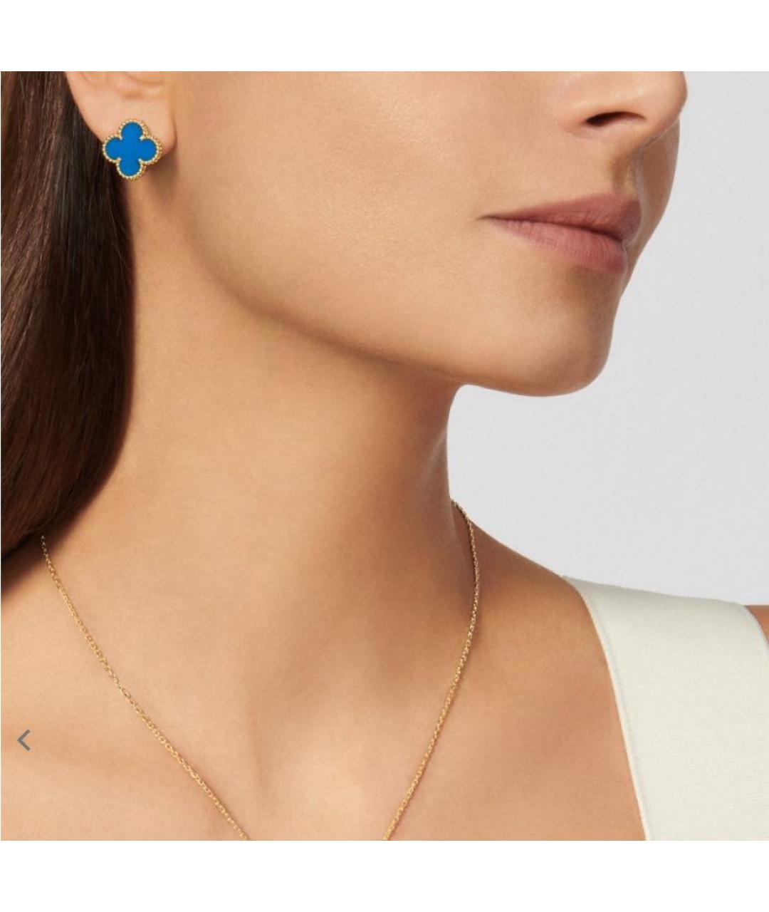 VAN CLEEF & ARPELS Синие серьги из желтого золота, фото 2