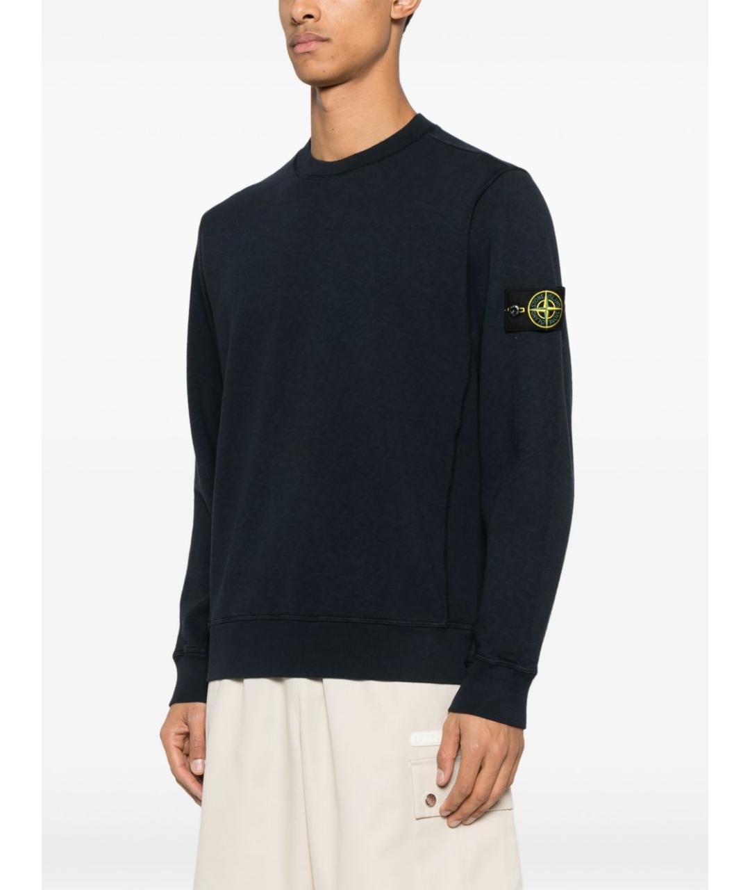 STONE ISLAND Темно-синий хлопковый джемпер / свитер, фото 3
