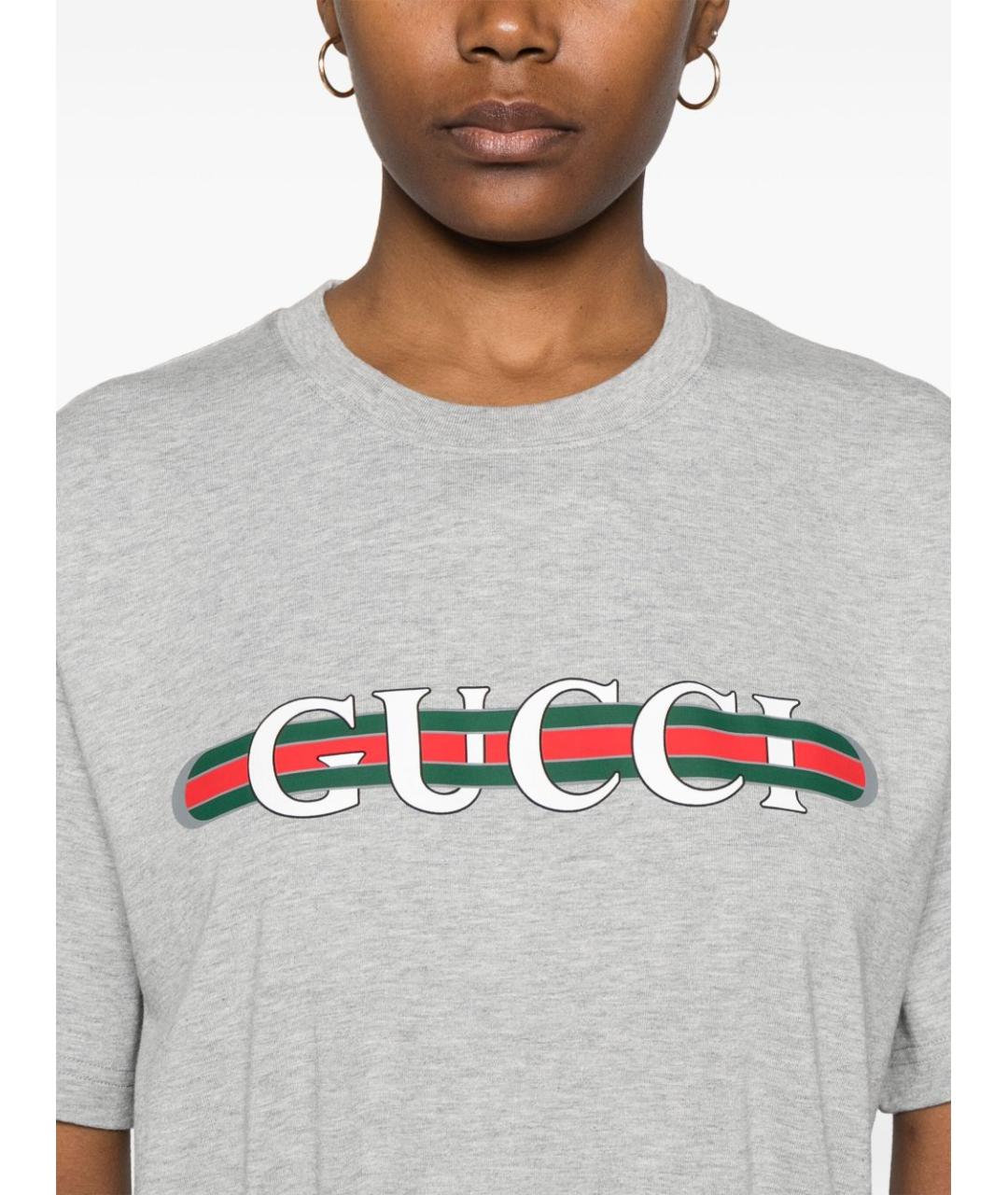 GUCCI Серая хлопковая футболка, фото 3