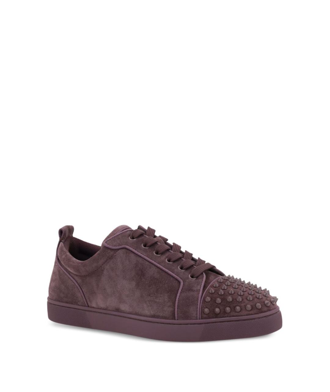 CHRISTIAN LOUBOUTIN Бордовые кожаные низкие кроссовки / кеды, фото 4