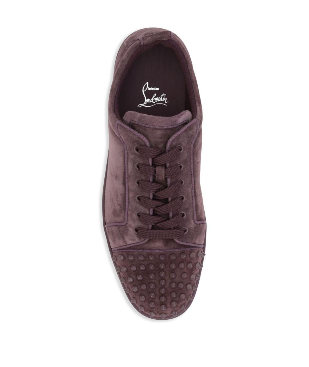 CHRISTIAN LOUBOUTIN Бордовые кожаные низкие кроссовки / кеды, фото 3