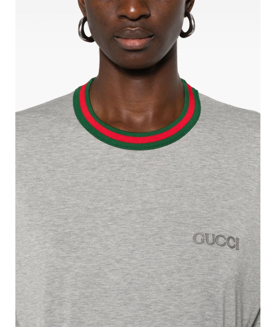 GUCCI Серая хлопковая футболка, фото 2