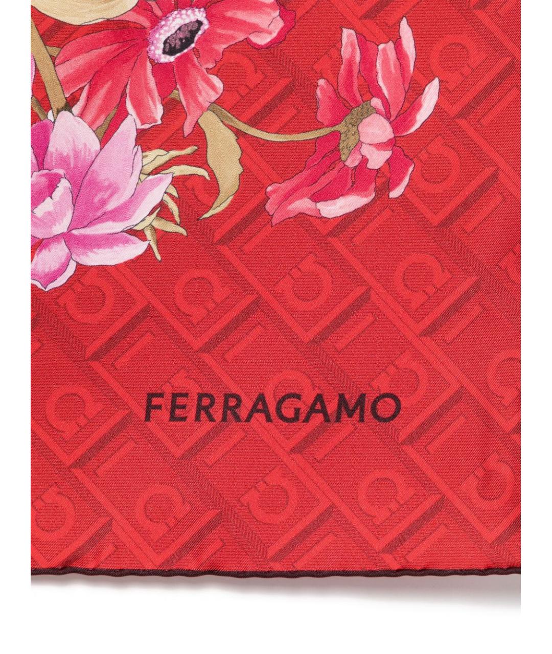 FERRAGAMO Красный шелковый шарф, фото 2