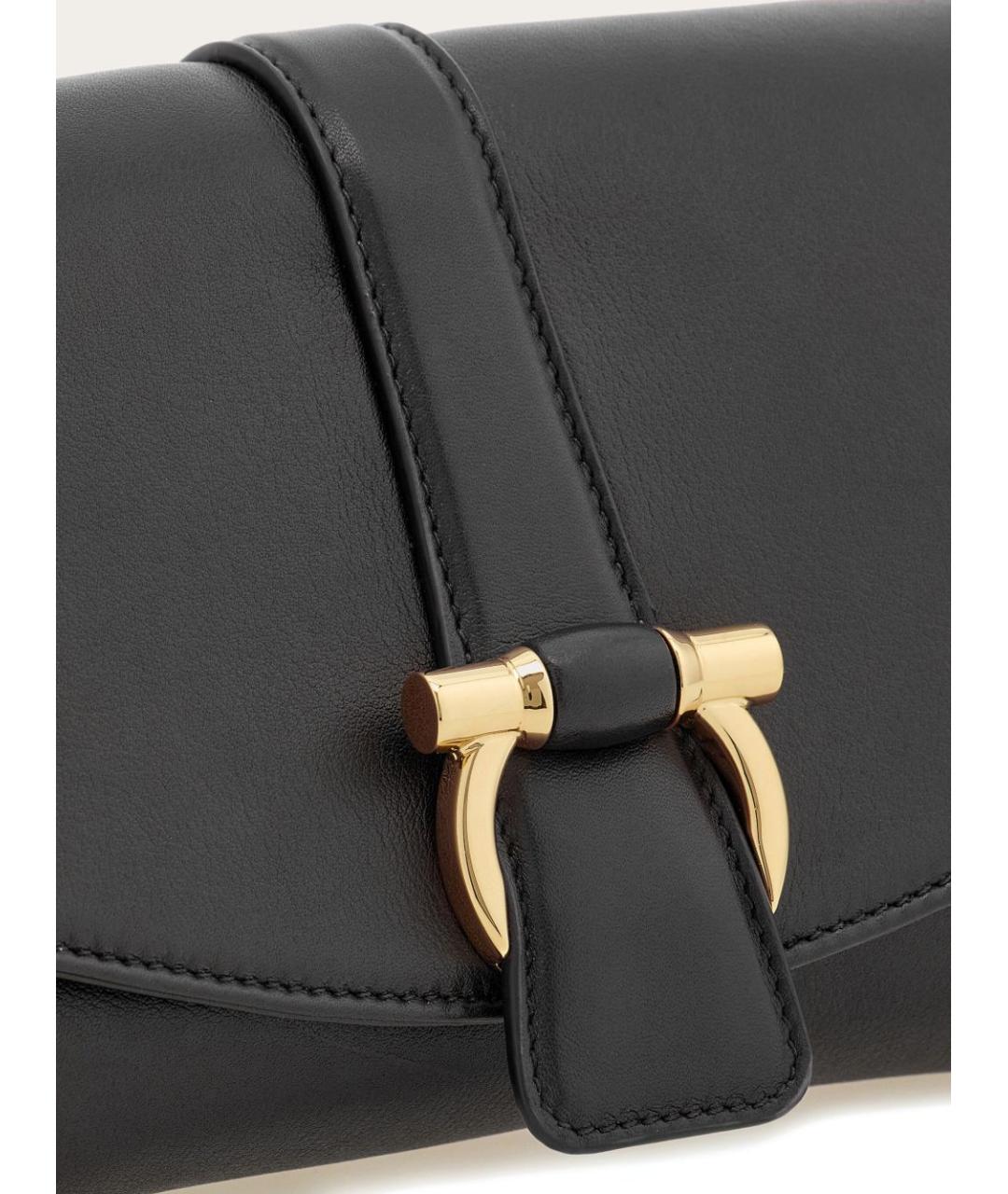 FERRAGAMO Черная кожаная сумка через плечо, фото 4