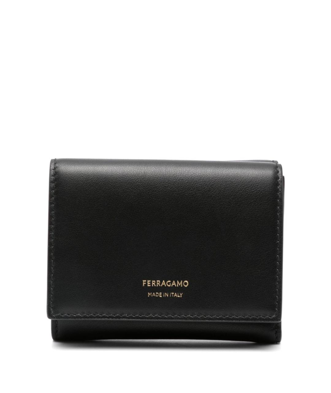 FERRAGAMO Черный кожаный кошелек, фото 1