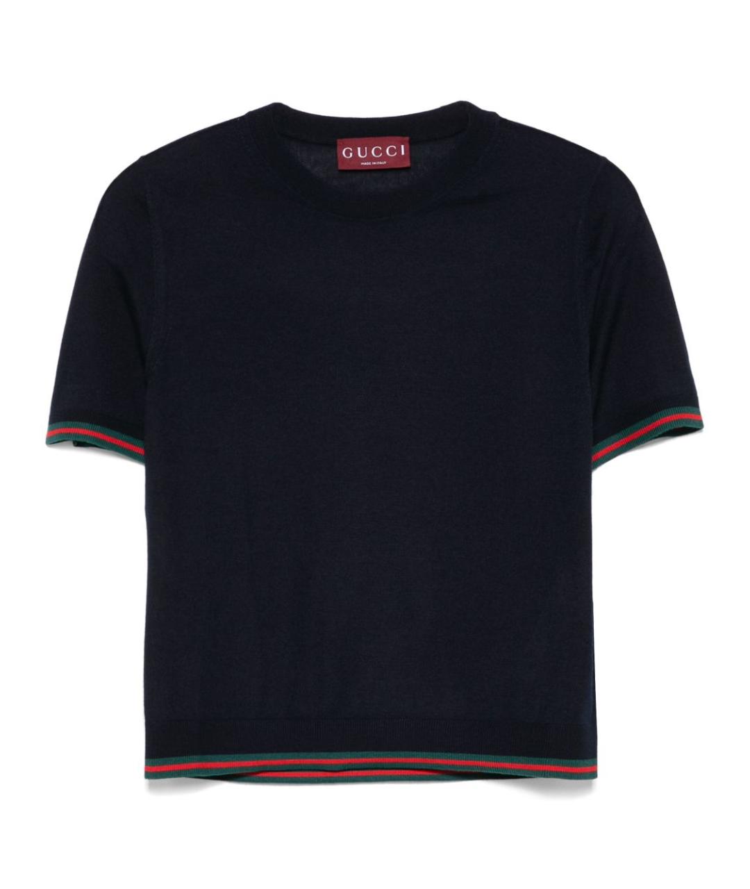 GUCCI Темно-синяя кашемировая футболка, фото 1