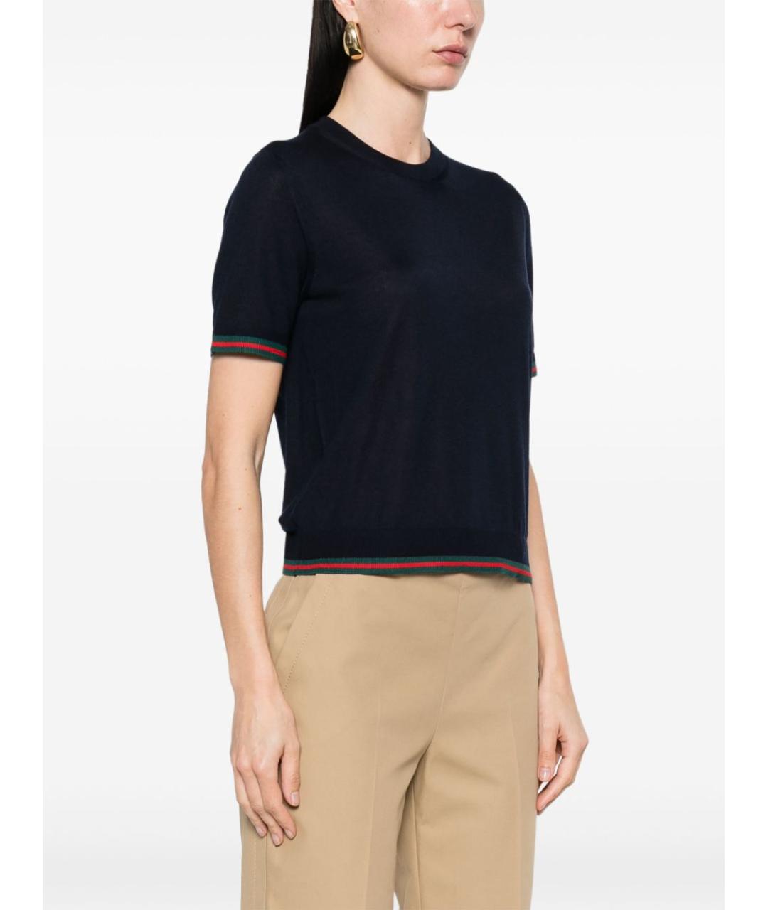 GUCCI Темно-синяя кашемировая футболка, фото 2