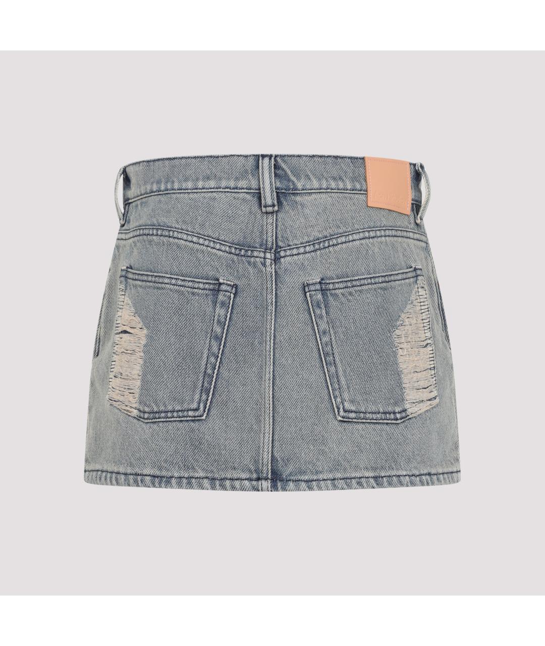 ACNE STUDIOS Голубая хлопковая юбка мини, фото 3