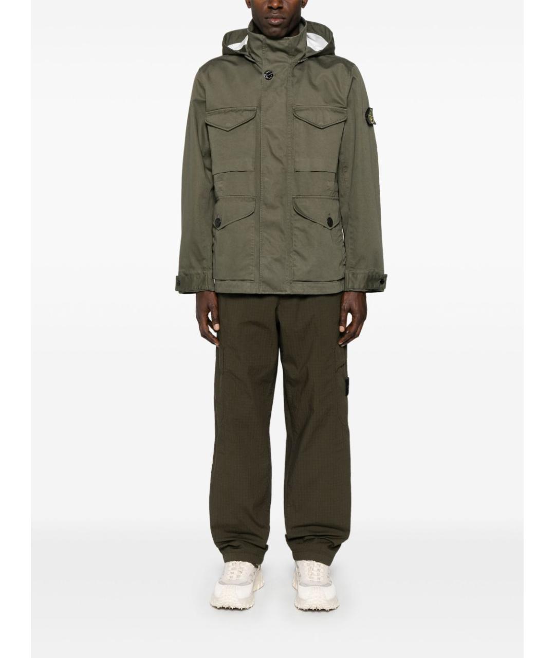 STONE ISLAND Зеленая хлопковая куртка, фото 4