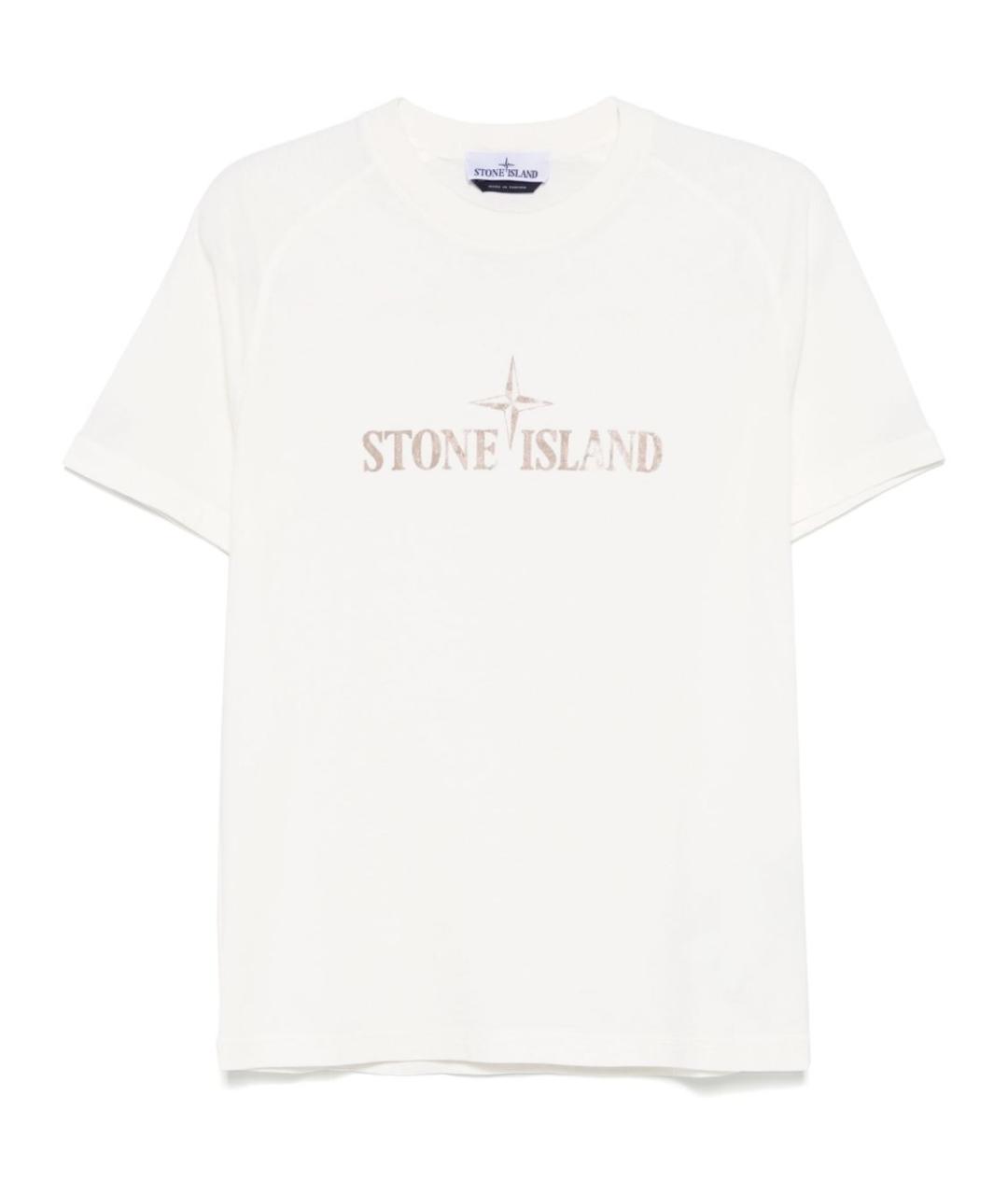 STONE ISLAND Белая хлопковая футболка, фото 1