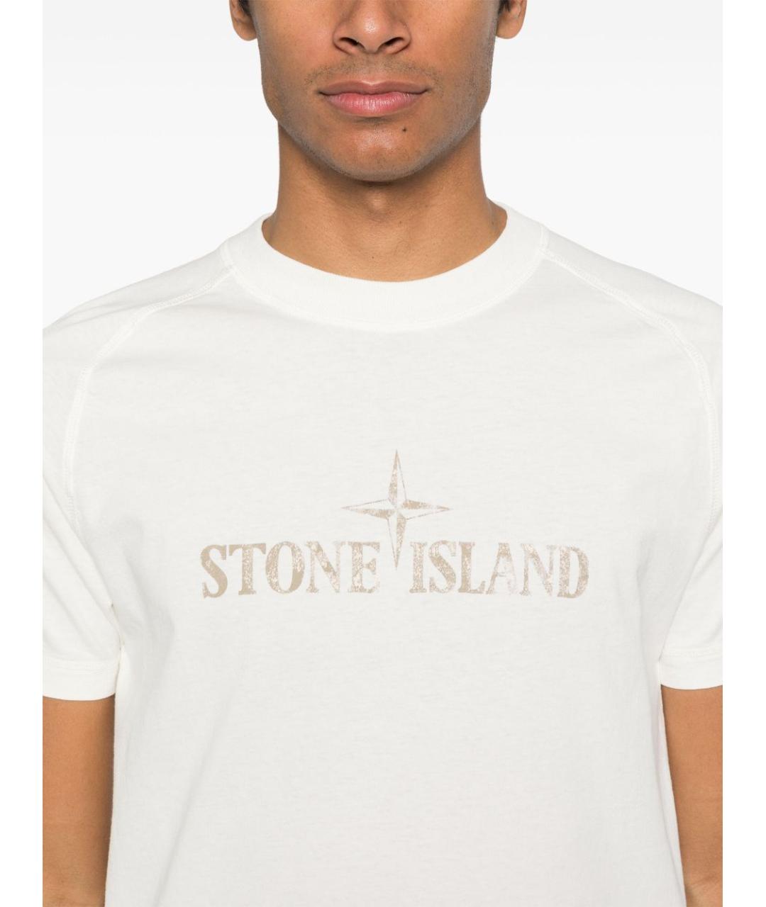 STONE ISLAND Белая хлопковая футболка, фото 2