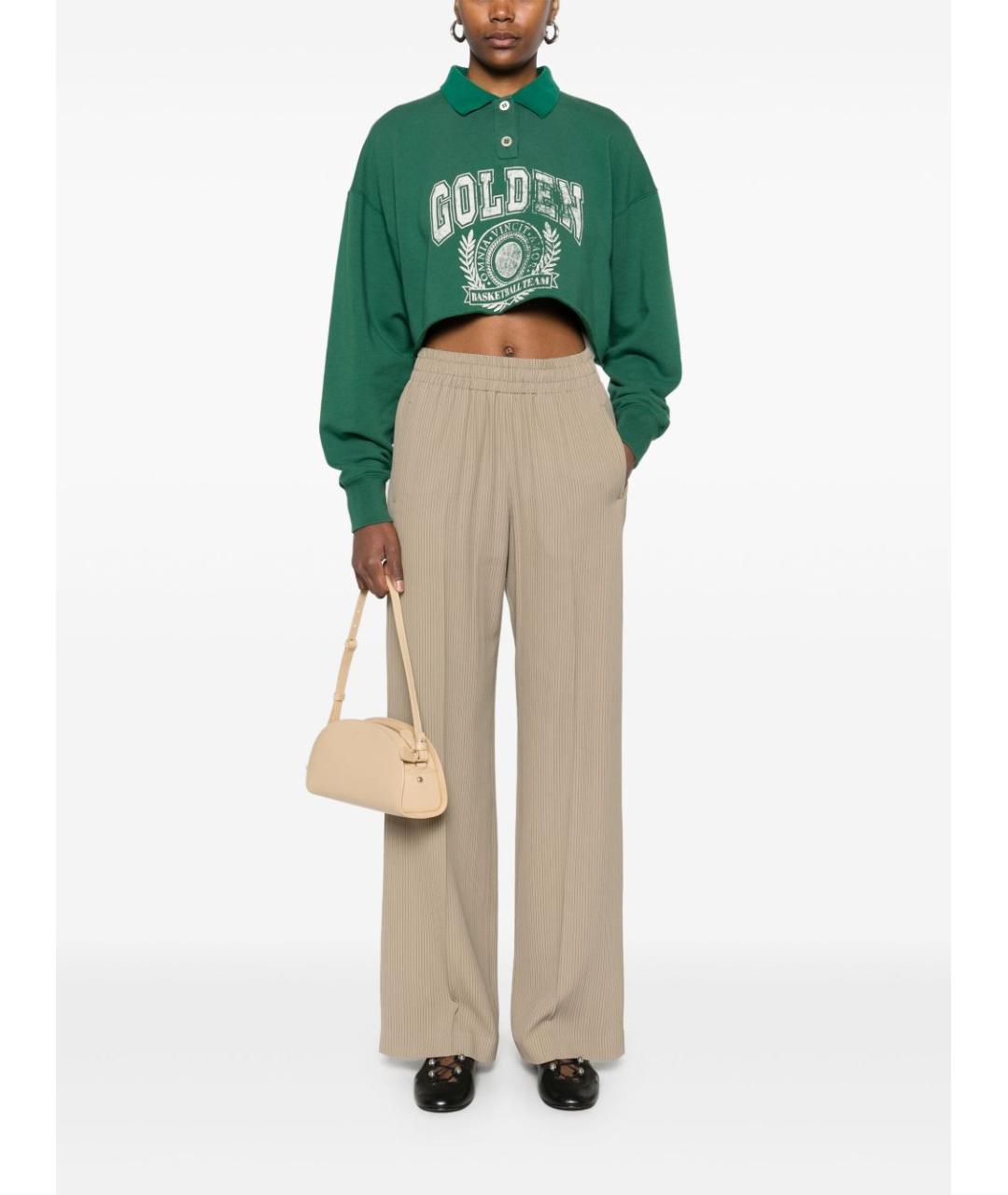 GOLDEN GOOSE DELUXE BRAND Бежевые вискозные прямые брюки, фото 5