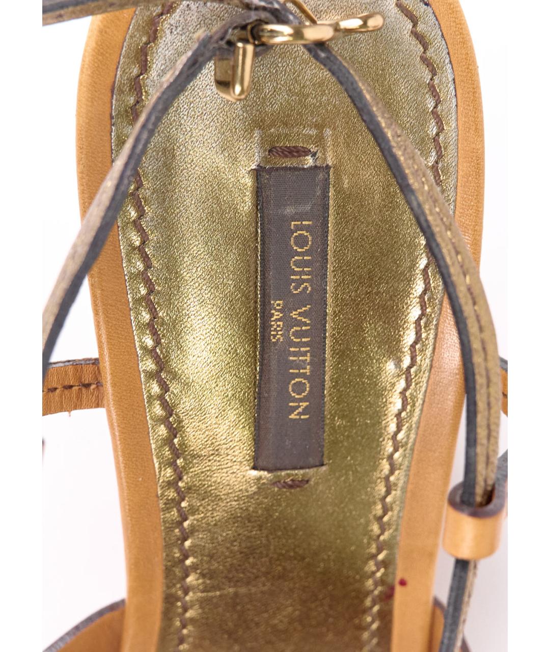 LOUIS VUITTON Коричневые кожаные босоножки, фото 5