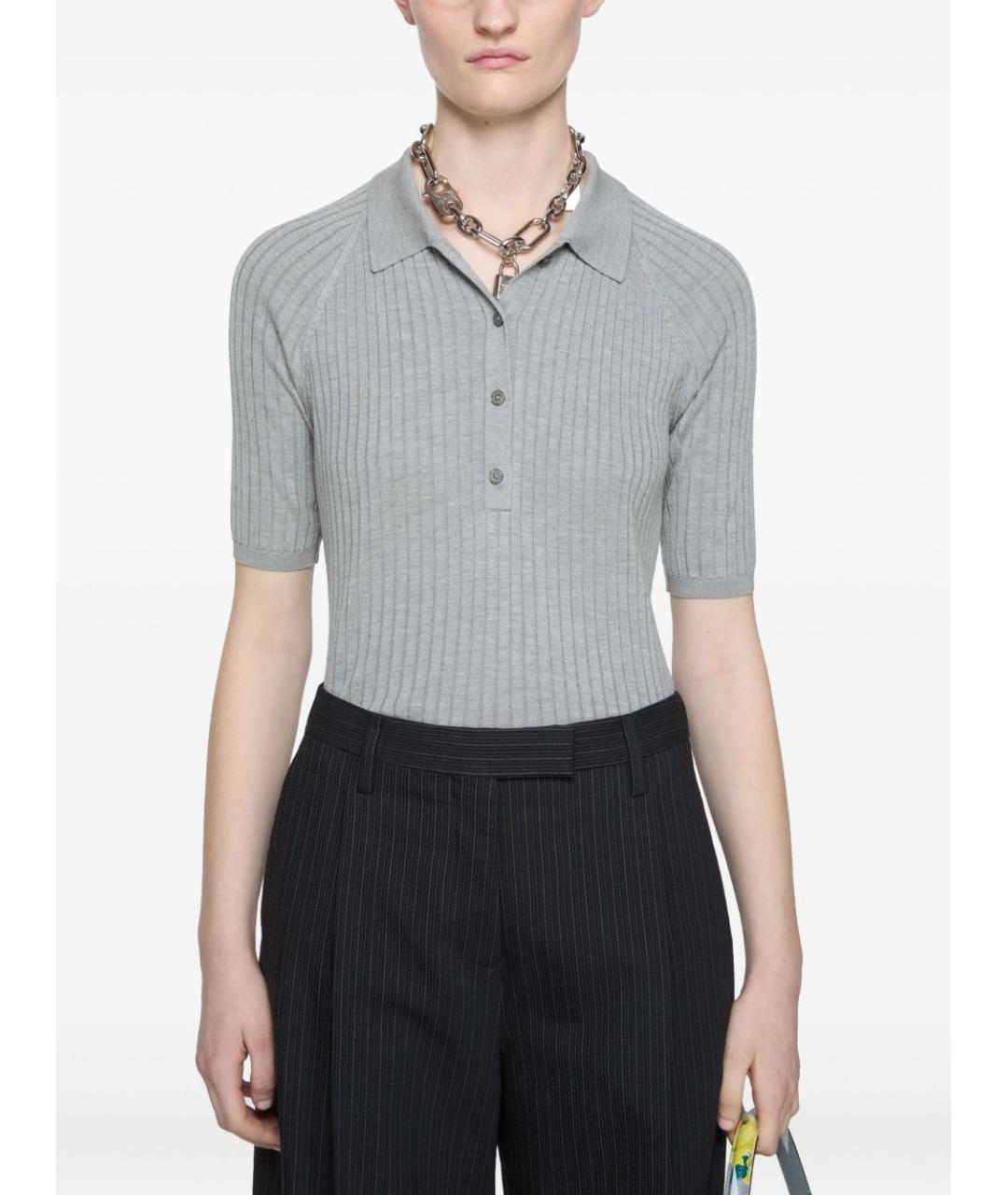 ACNE STUDIOS Серая шелковая футболка, фото 2