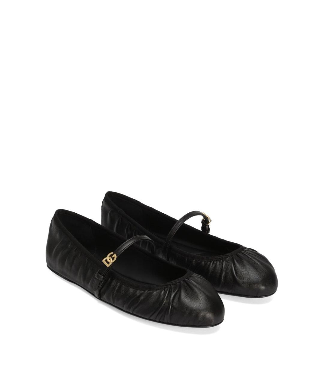 DOLCE&GABBANA Черные кожаные балетки, фото 4
